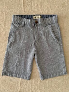 Nautica Boys Stretch Chambray Bermuda Shorts Blue Gray Size 10